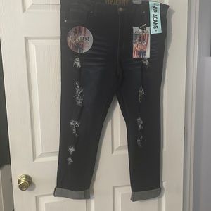 Plus size VIP cuffed destructed collection sculpting stretch